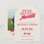 カラフルはっきりしたファンキー結婚ユニークArch 招待状 (正面/裏面)