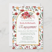 カラフルはっきりしたフローラ開花婚約パーティ 招待状 (正面)