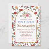 カラフルはっきりしたフローラ開花婚約パーティ 招待状 (正面)