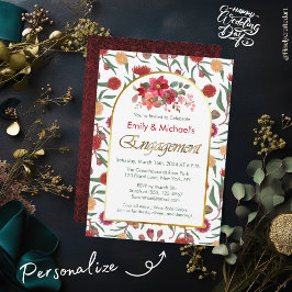 カラフルはっきりしたフローラ開花婚約パーティ 招待状