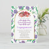 カラフルはっきりしたフローラ開花金ゴールド婚約パーティ 招待状 (スタンド正面)