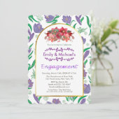 カラフルはっきりしたフローラ開花金ゴールド婚約パーティ 招待状 (スタンド正面)
