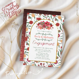 カラフルはっきりしたフローラ開花金ゴールド婚約パーティ 招待状