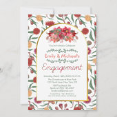 カラフルはっきりしたフローラ開花金ゴールド婚約パーティ 招待状 (正面)