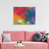 カラフルはっきりしたモダン抽象芸術アート赤と青 キャンバスプリント (インサイチュ (リビング))