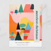 カラフルはっきりしたレトロ抽象芸術 シーズンポストカード (正面)