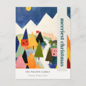 カラフルはっきりしたレトロ抽象芸術 シーズンポストカード (正面)