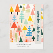 カラフルはっきりしたレトロ抽象芸術 シーズンポストカード (正面)