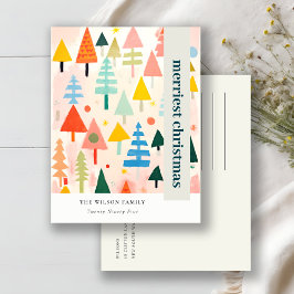 カラフルはっきりしたレトロ抽象芸術 シーズンポストカード