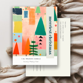 カラフルはっきりしたレトロ抽象芸術 シーズンポストカード