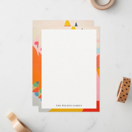 カラフルはっきりしたレトロ抽象芸術 ノートカード (正面/裏面インサイチュ)