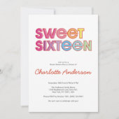 カラフルはっきりした型Sweet 16パーティー 招待状 (正面)