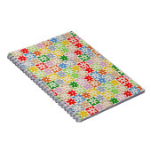 カラフルはっきりした市松模様に花柄 ノートブック (右側)