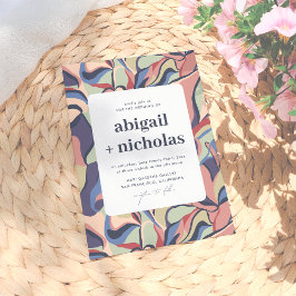 カラフルはっきりした抽象芸術ユニークフローラ結婚レトロ 招待状