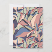 カラフルはっきりした抽象芸術ユニークフローラ結婚レトロ 招待状 (裏面)