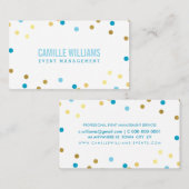 カラフルはっきりした紙吹雪クール金ゴールドターコイズ 名刺 (正面/裏面)