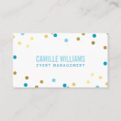 カラフルはっきりした紙吹雪クール金ゴールドターコイズ 名刺 (正面)