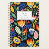 カラフルはっきりした花パーソナライズされた柄2025 プランナー手帳 (正面)
