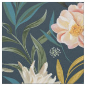 カラフルはっきりした花模様赤面と海軍 ファブリック (クローズアップ)