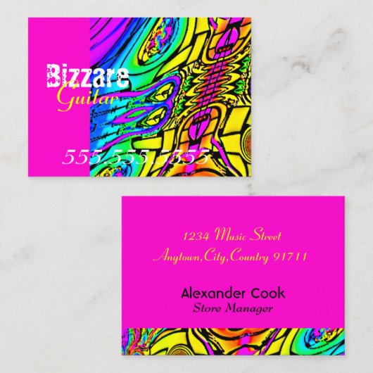 カラフルはギターを抽出します 名刺 (正面/裏面)