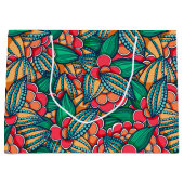 カラフルはココア豆の図解入りの、写真付きのなパターンを抽出します ラージペーパーバッグ (正面)