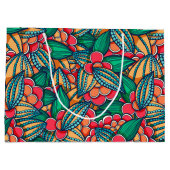 カラフルはココア豆の図解入りの、写真付きのなパターンを抽出します ラージペーパーバッグ (裏面)