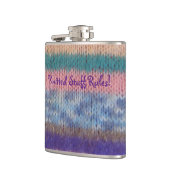 カラフルはストライプなヴィンテージのスタイルのおもしろいのスローガンを編みました フラスク (左)