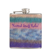 カラフルはストライプなヴィンテージのスタイルのおもしろいのスローガンを編みました フラスク (正面)