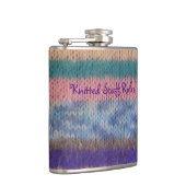 カラフルはストライプなヴィンテージのスタイルのおもしろいのスローガンを編みました フラスク (右)