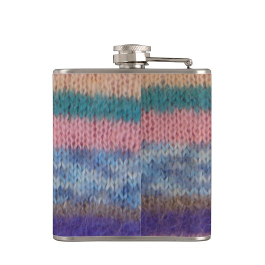 カラフルはストライプなヴィンテージのスタイルのおもしろいのスローガンを編みました フラスク (裏面)