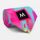 カラフルはモノグラムが付いている80年代パターンを抽出します ネクタイ (ロール)