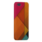 カラフルはレトロの芸術の線形幾何学的抽出します iPhoneケース (裏面右)