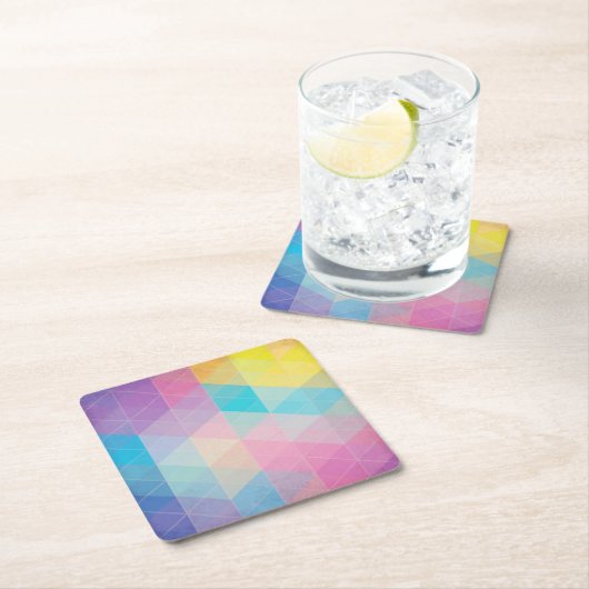 カラフルは三角形の背景を抽出します スクエアペーパーコースター (インサイチュ)
