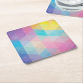 カラフルは三角形の背景を抽出します スクエアペーパーコースター (アングル)