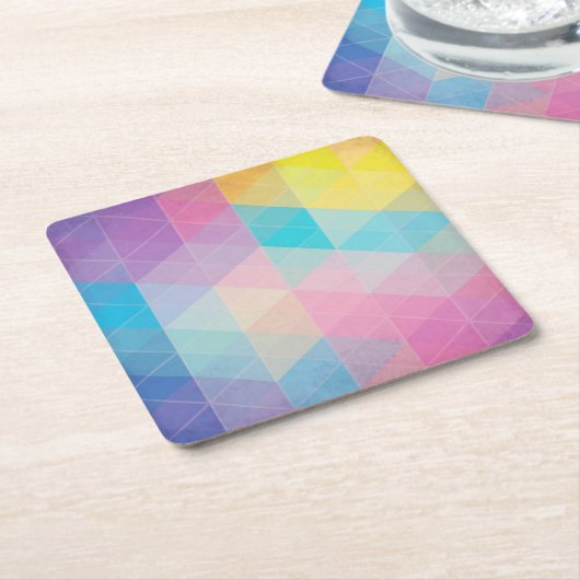 カラフルは三角形の背景を抽出します スクエアペーパーコースター (アングル)