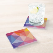 カラフルは三角形パターンを抽出します ガラスコースター (アングル)