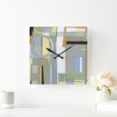 カラフルは幾何学的な形を抽出します スクエア壁時計 (ホーム)