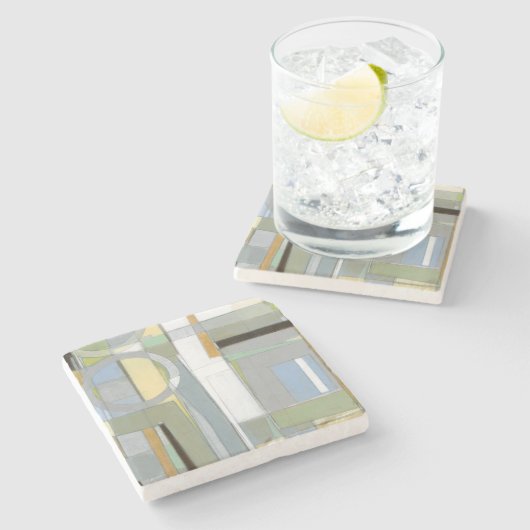 カラフルは幾何学的な形を抽出します ストーンコースター (横)