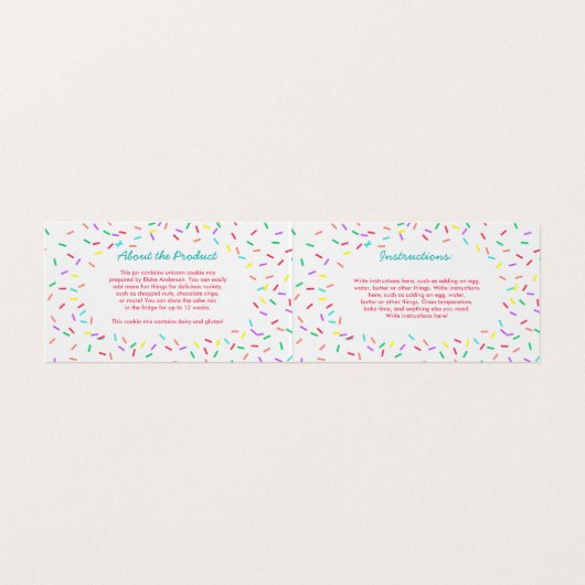 カラフルは手製のクッキーの組合せを振りかけます 名刺 (内部フラット)