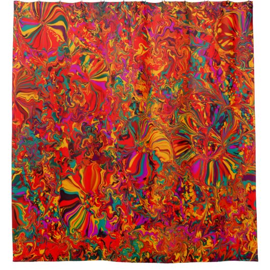 カラフルは数々のな色の背景を抽出します シャワーカーテン (正面)