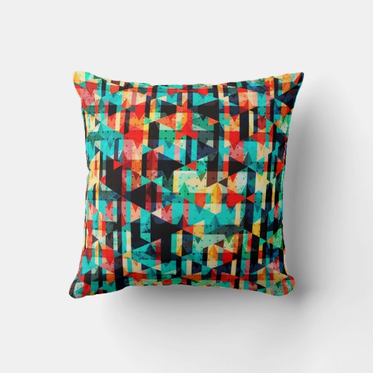 カラフルは明るい要素のデザインを抽出します クッション (裏面)