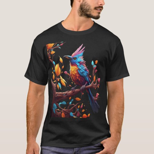 カラフルは木の枝を渡る。ベクトルアート Tシャツ (正面)