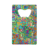 カラフルは正方形とのデジタル芸術を抽出します クレジットカード栓抜き (正面)