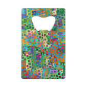 カラフルは正方形とのデジタル芸術を抽出します クレジットカード栓抜き (正面)