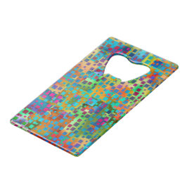 カラフルは正方形とのデジタル芸術を抽出します クレジットカード栓抜き