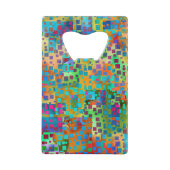 カラフルは正方形とのデジタル芸術を抽出します クレジットカード栓抜き (裏面)