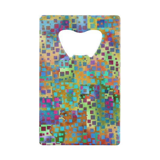 カラフルは正方形とのデジタル芸術を抽出します クレジットカード栓抜き (裏面)