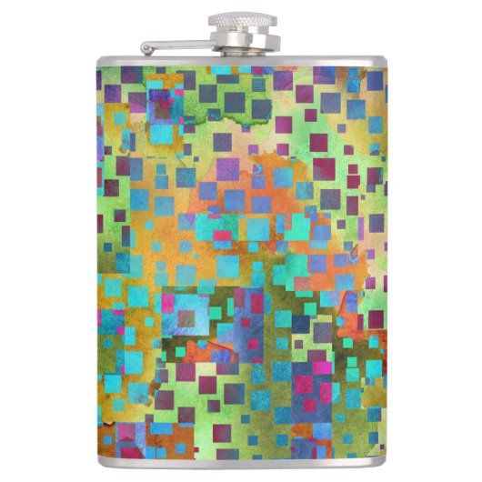 カラフルは正方形とのデジタル芸術を抽出します フラスク (正面)
