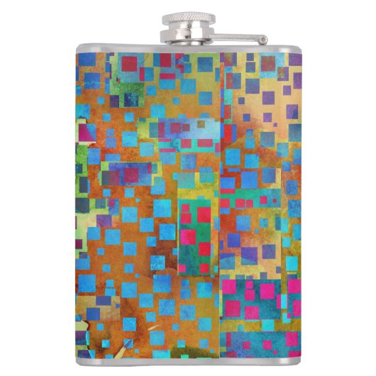 カラフルは正方形とのデジタル芸術を抽出します フラスク (裏面)