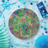 カラフルは正方形とのデジタル芸術を抽出します ペーパープレート (パーティー)